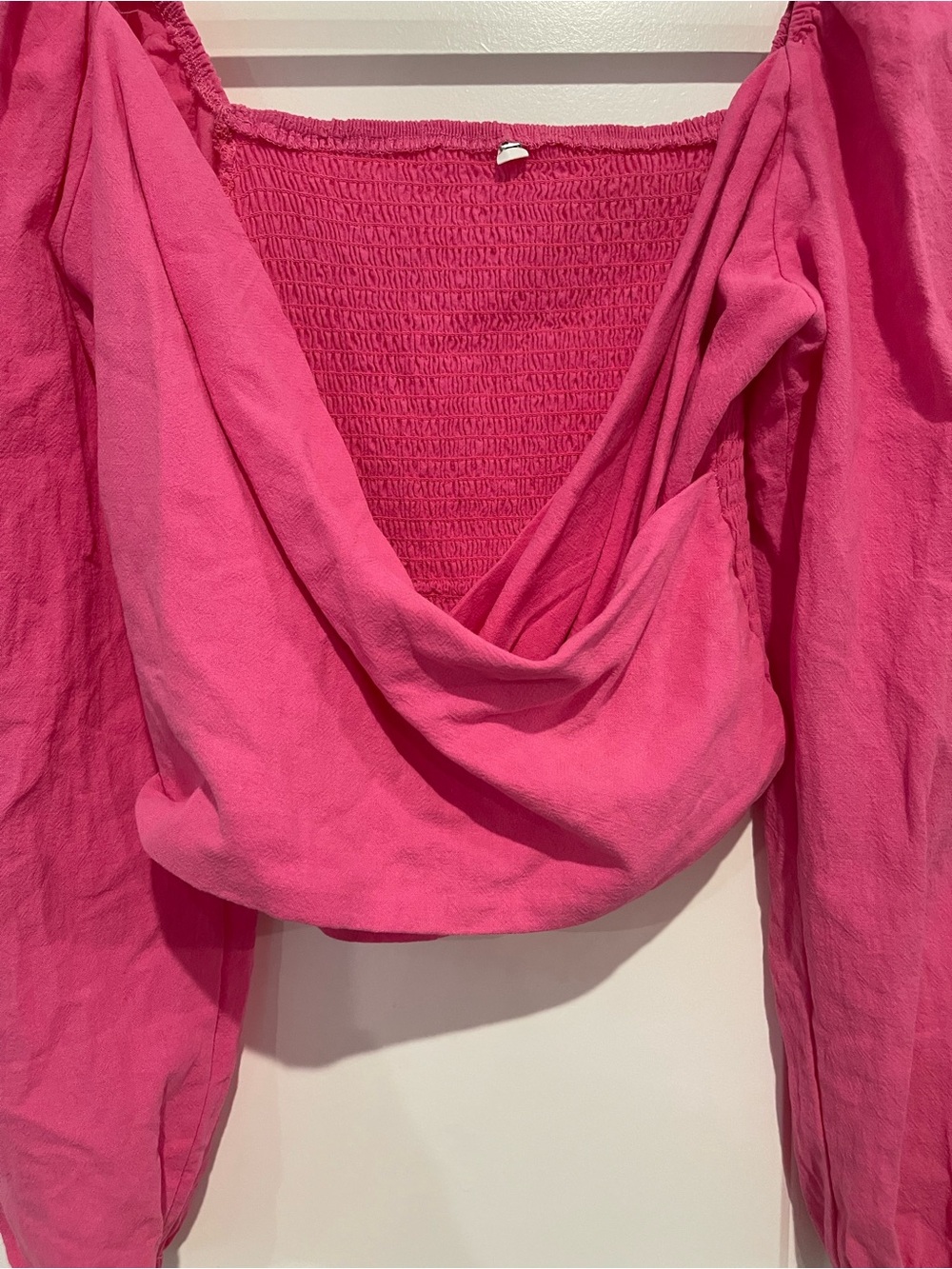 SHEIN Hot Pink Draped Off-Shoulder Long Sleeve Top